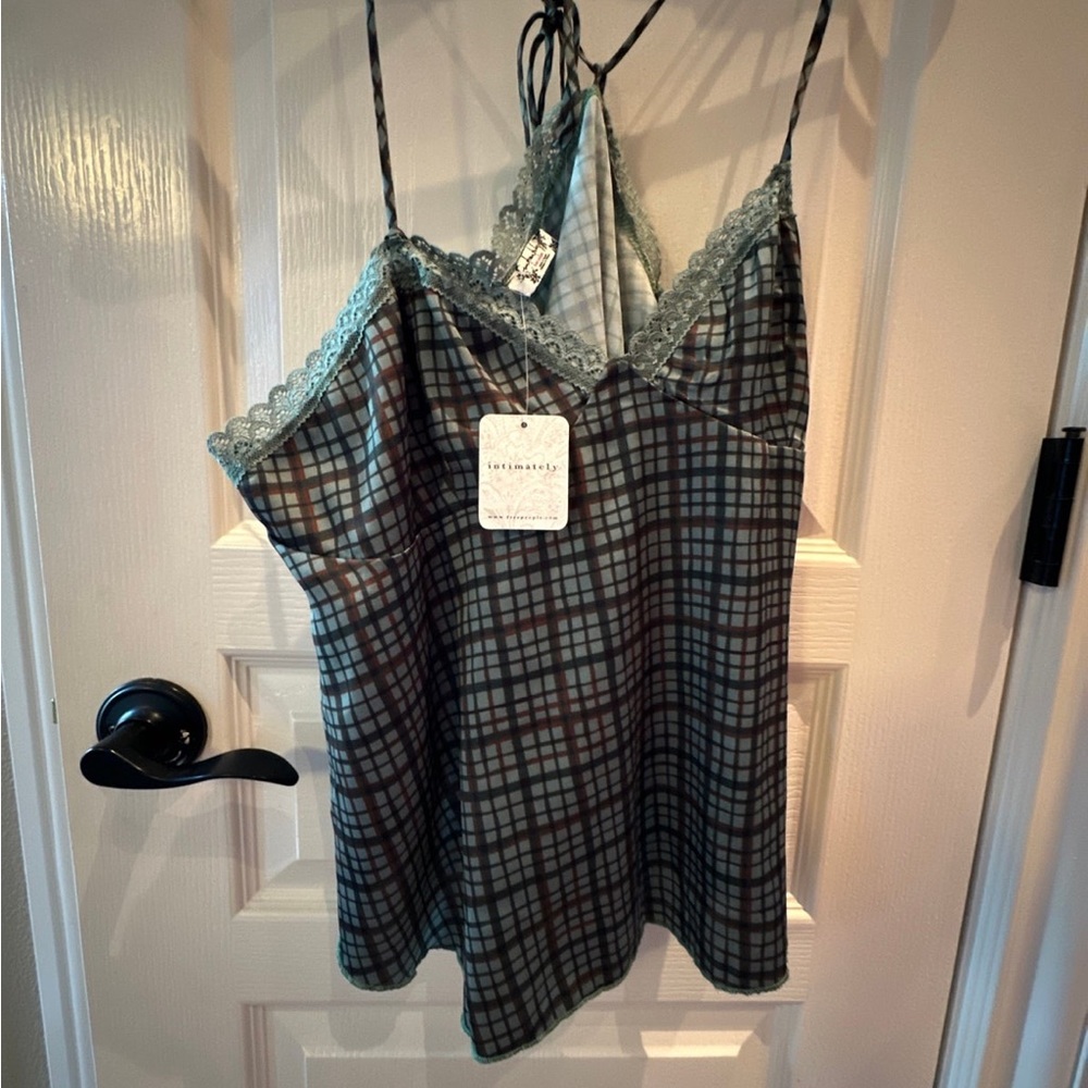 New INTIMATELY FREE PEOPLE Women’s WITH CONFIDENCE Camisole Forest Combo Size L